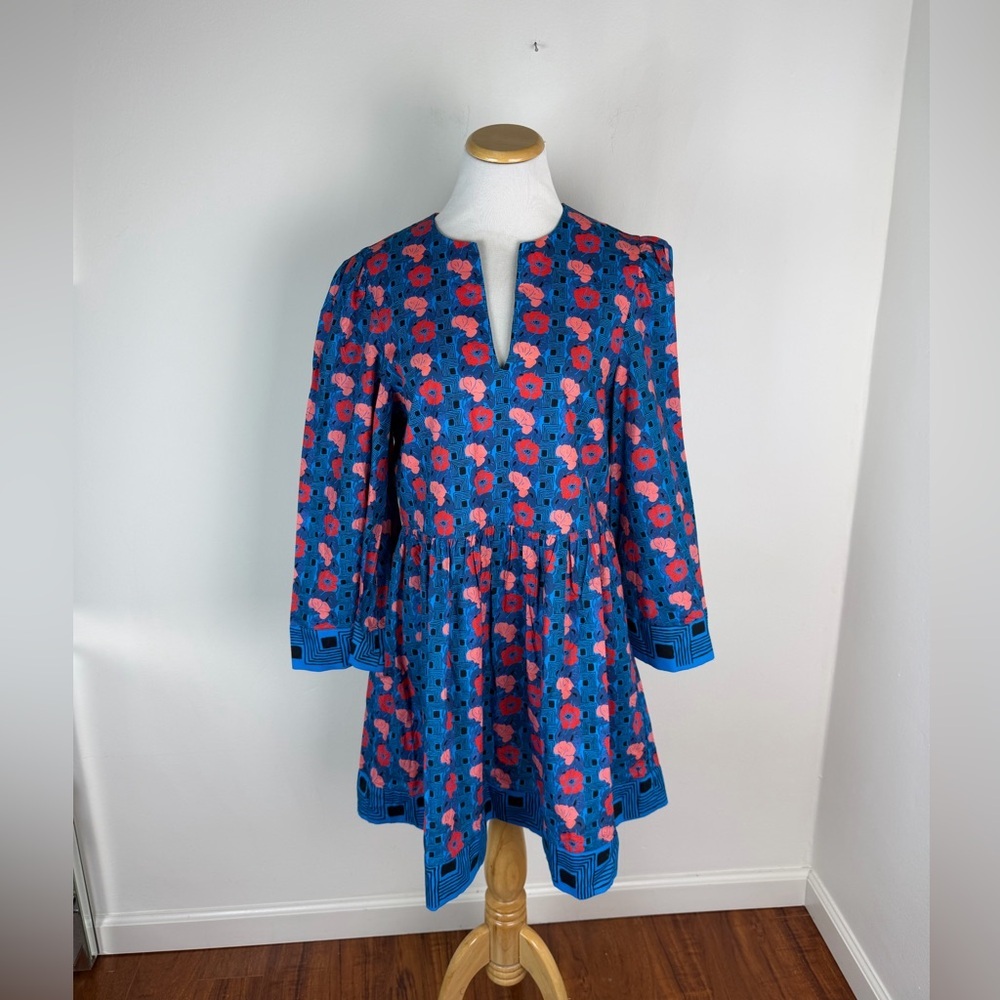 Tuckernuck Floral Izzie Blue and Pink Dress 100% Cotton Size L - Picture 5 of 9